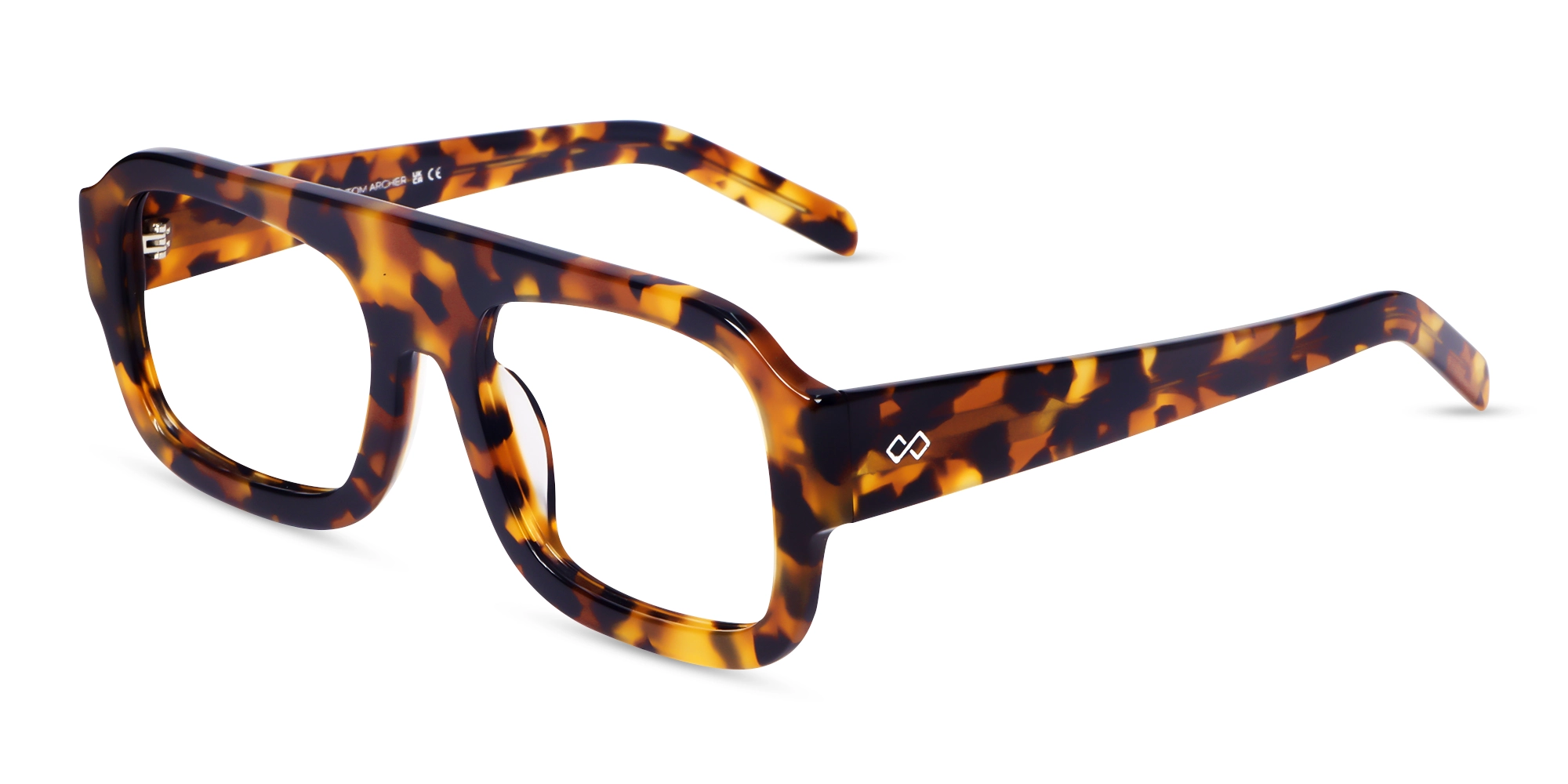 Honey Tortoise Square Pilot Flat-Top Glasses Honey Tortoise Square Pilot Flat-Top Glasses
