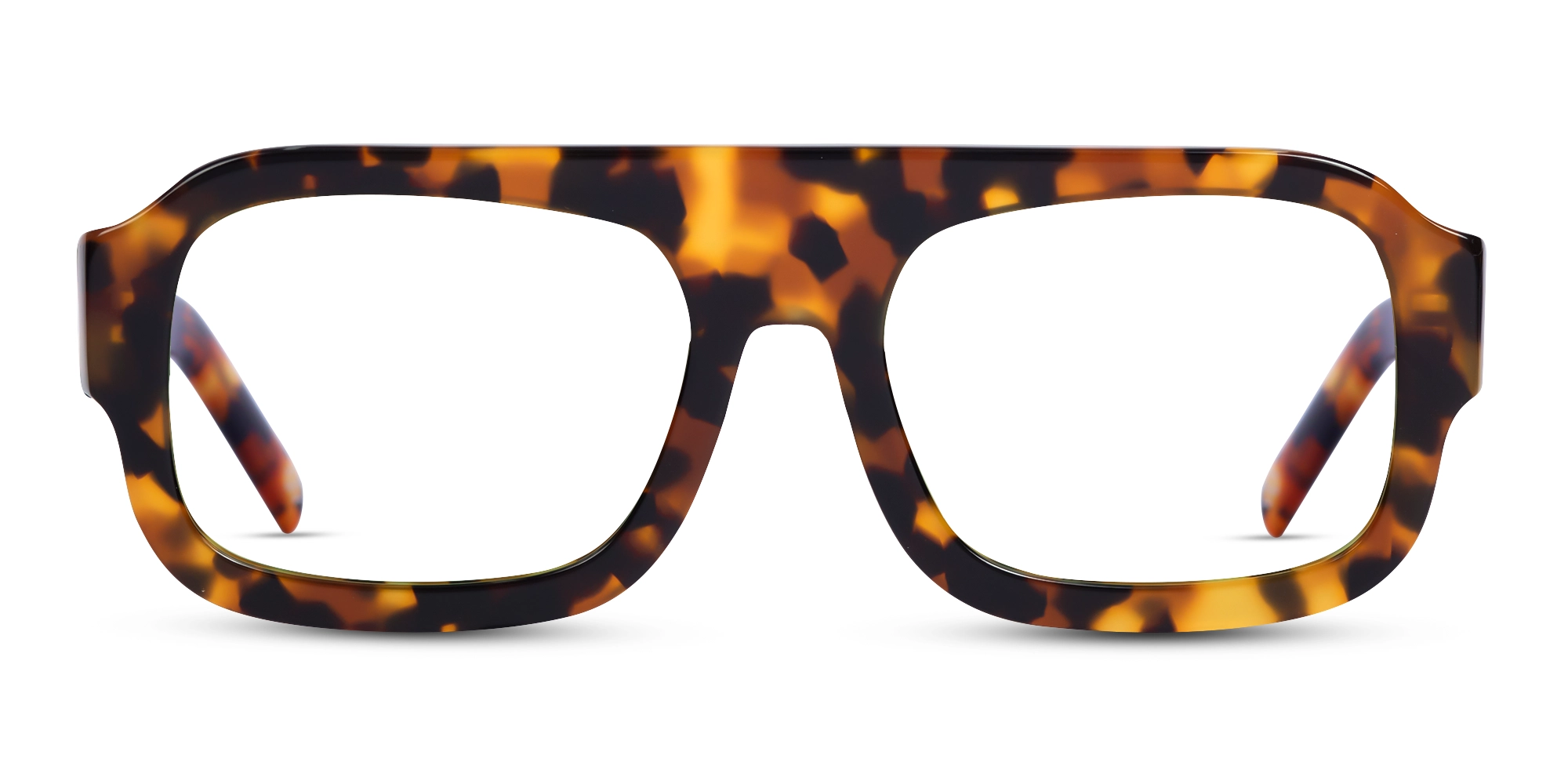 Honey Tortoise Square Pilot Flat-Top Glasses Honey Tortoise Square Pilot Flat-Top Glasses