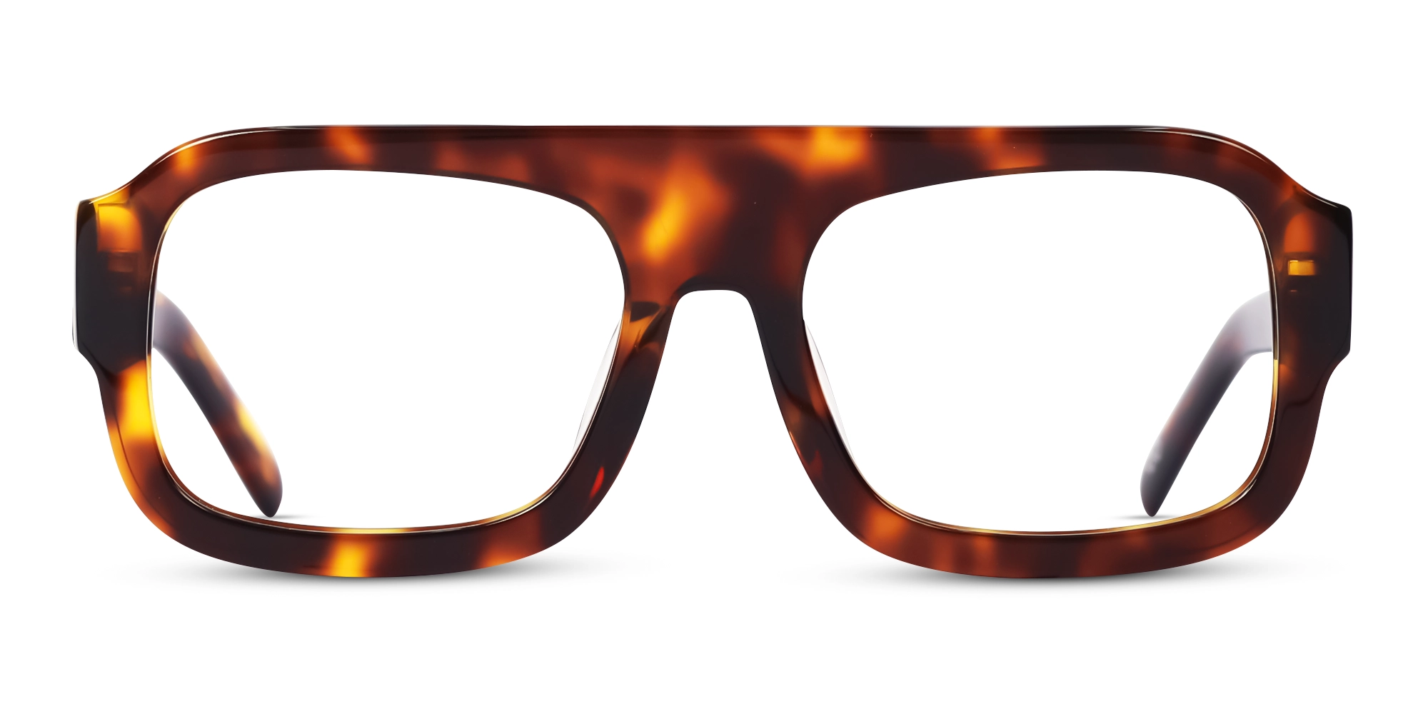 Tortoise Square Pilot Flat-Top Glasses