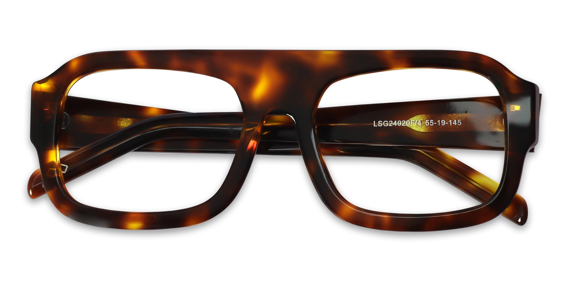 Tortoise Square Pilot Flat-Top Glasses