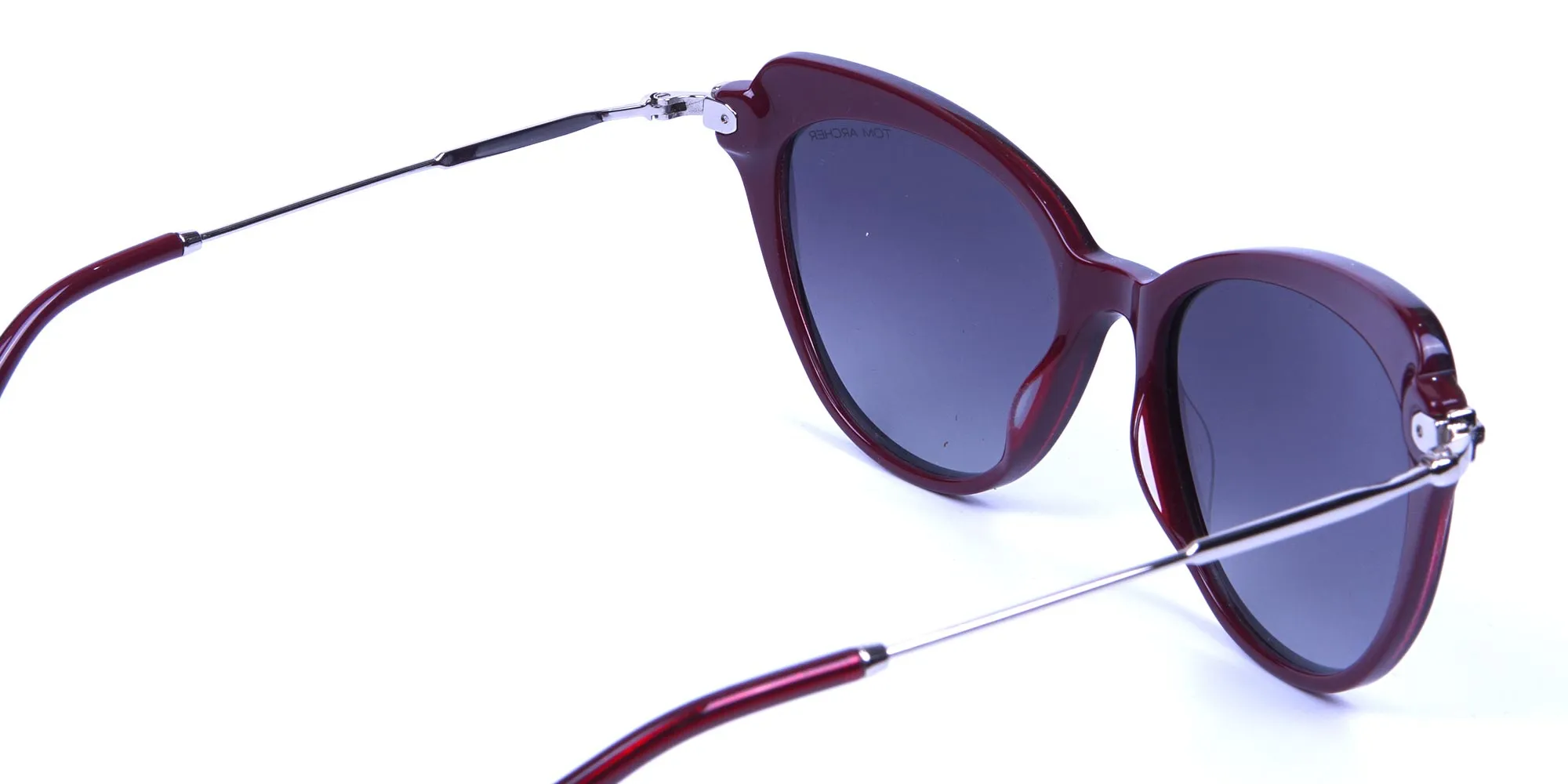 Red Sunglasses Cat Eye  with Silver Temple -1