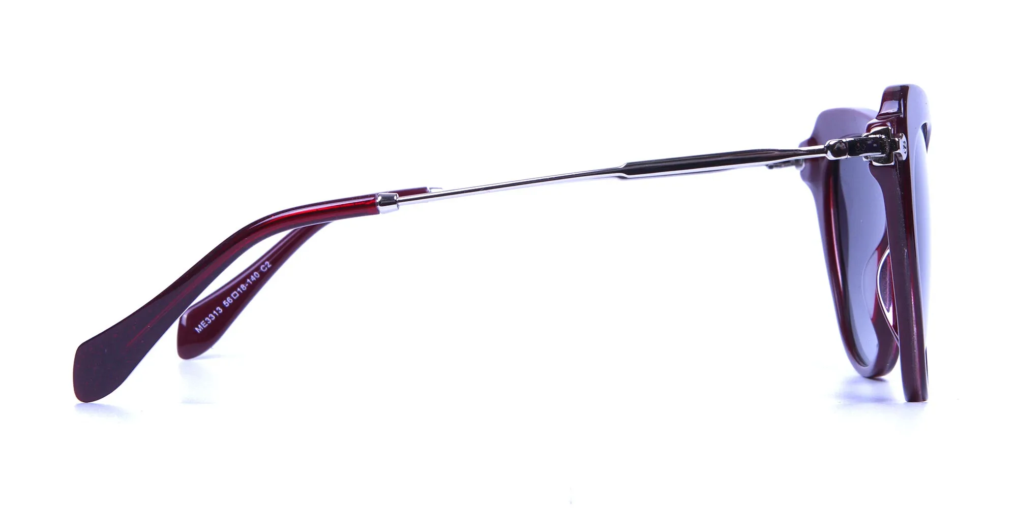 Red Sunglasses Cat Eye  with Silver Temple -1