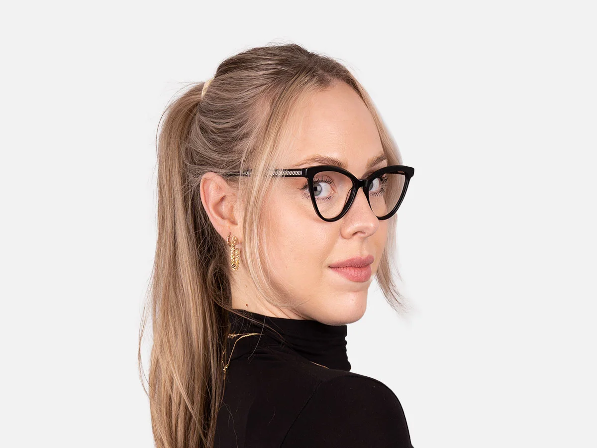 Black Full Rim Cat Eye Glasses-55