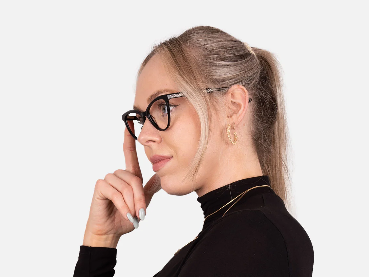 Black Full Rim Cat Eye Glasses-53