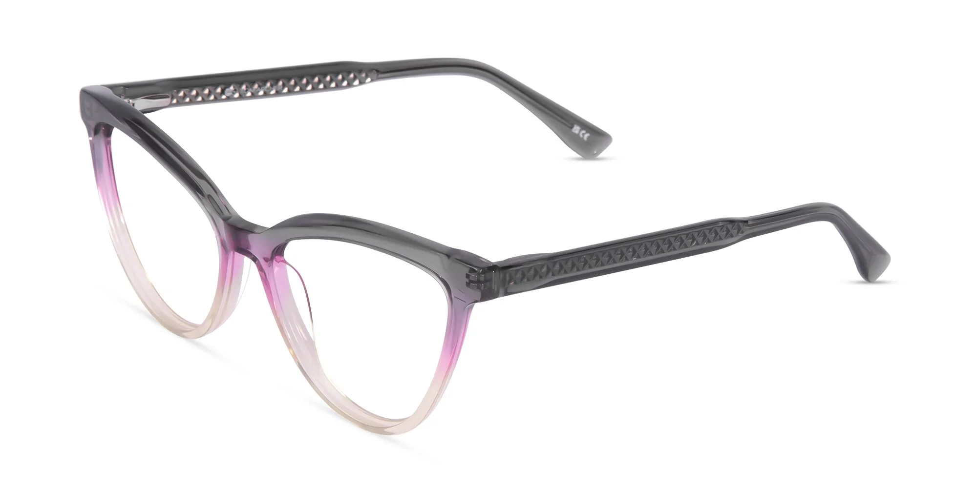 Crystal Gray And Gold Cat Eye Glasses-3