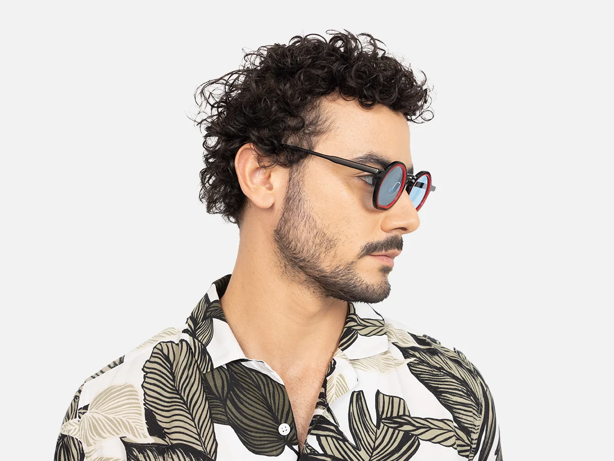 Black And Red Round Sunglasses-43