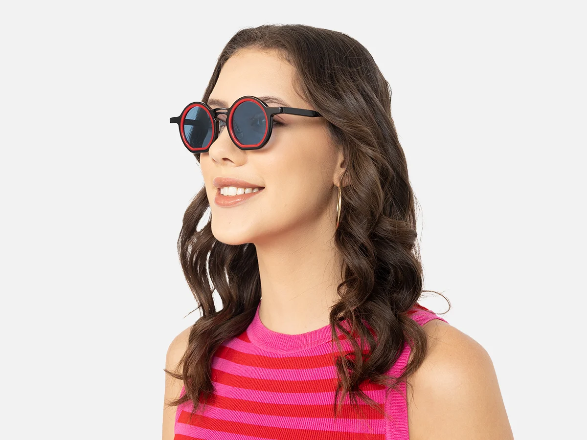 Black And Red Round Sunglasses-52
