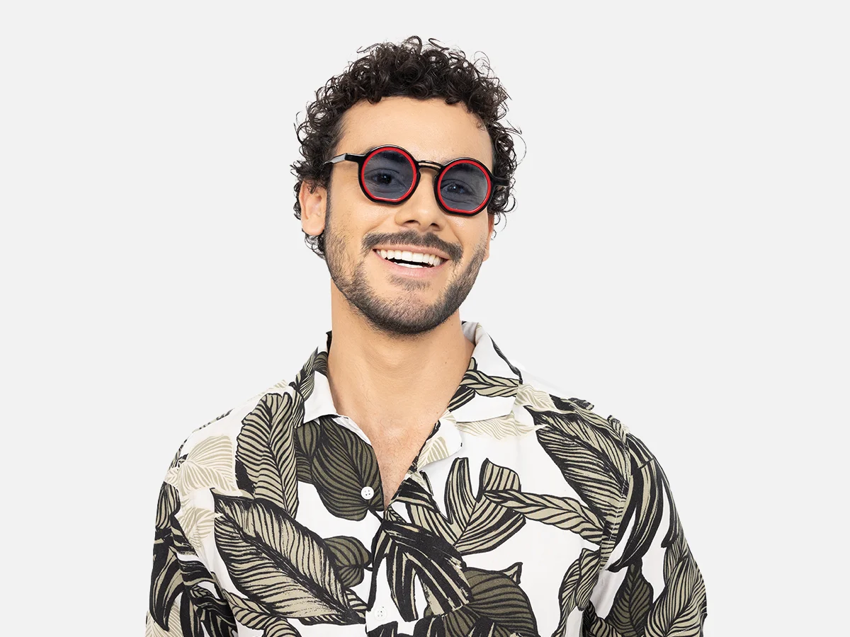 Black And Red Round Sunglasses-41