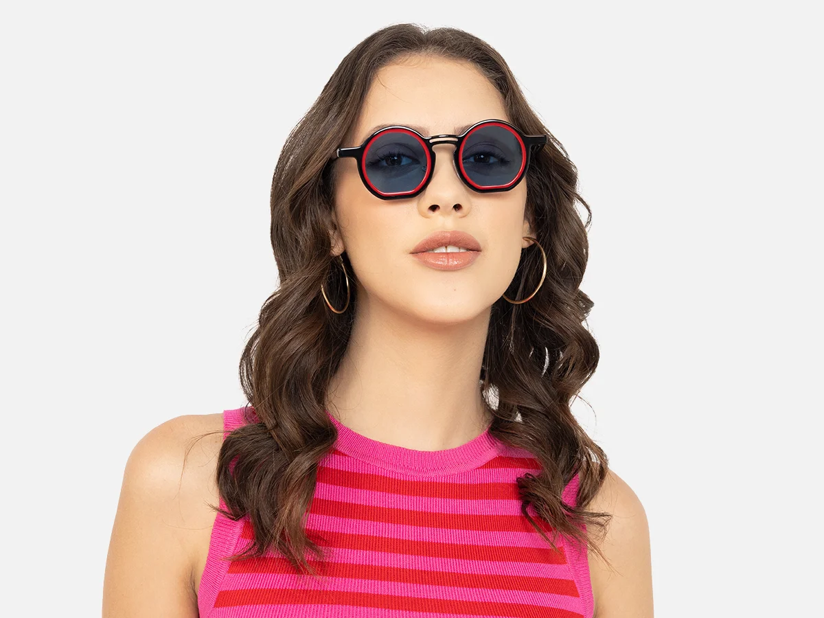 Black And Red Round Sunglasses-54