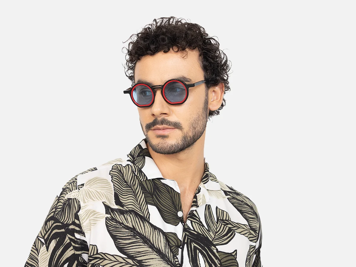 Black And Red Round Sunglasses-45