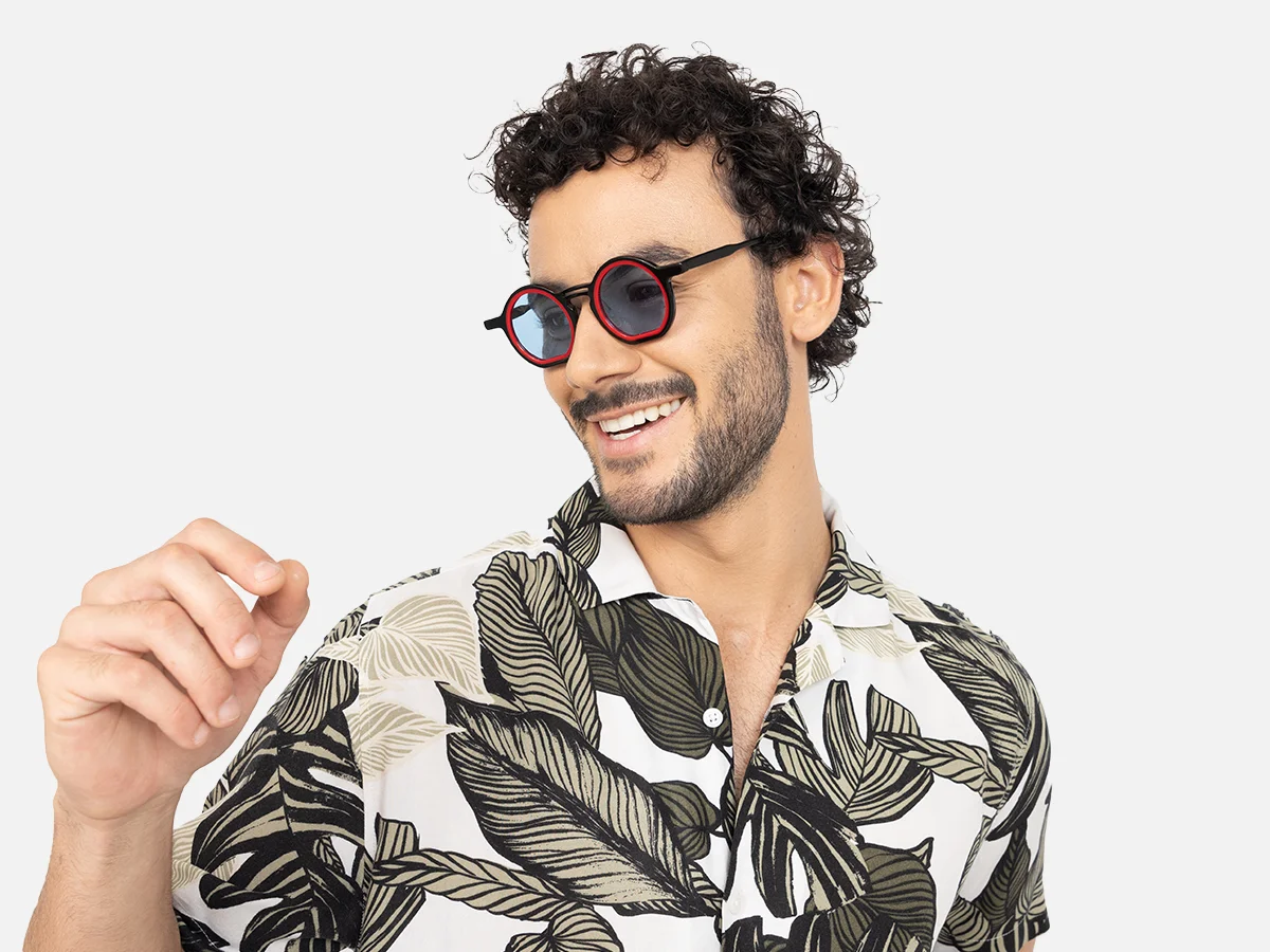 Black And Red Round Sunglasses-42