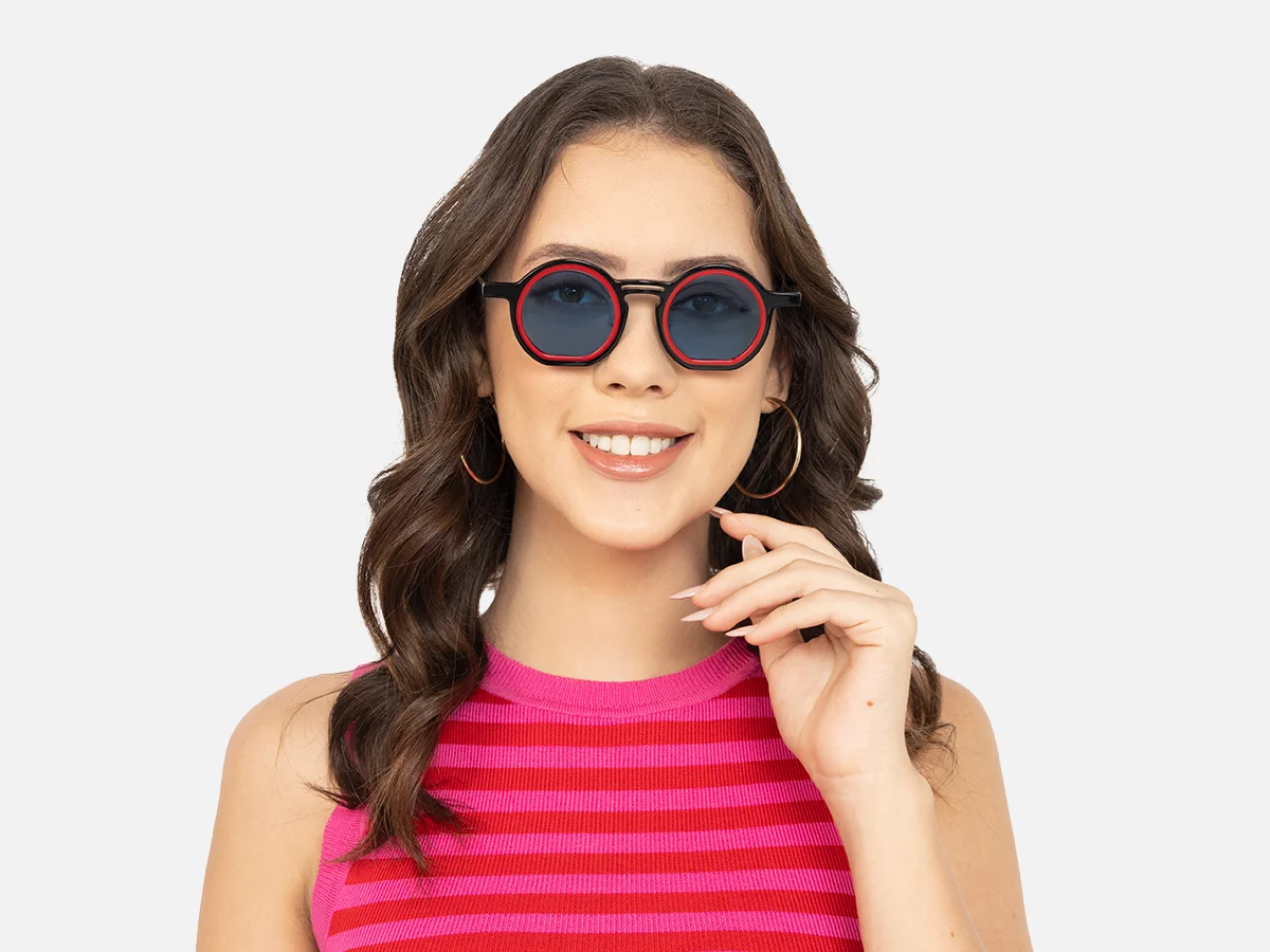 Black And Red Round Sunglasses-51