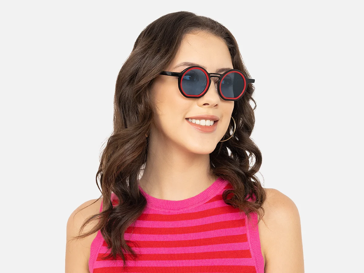 Black And Red Round Sunglasses-53