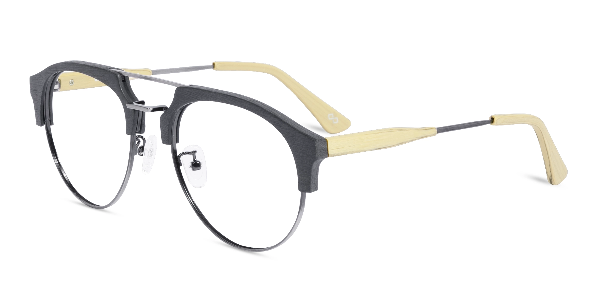 wooden Full Rim Double Bridge Glasses 3