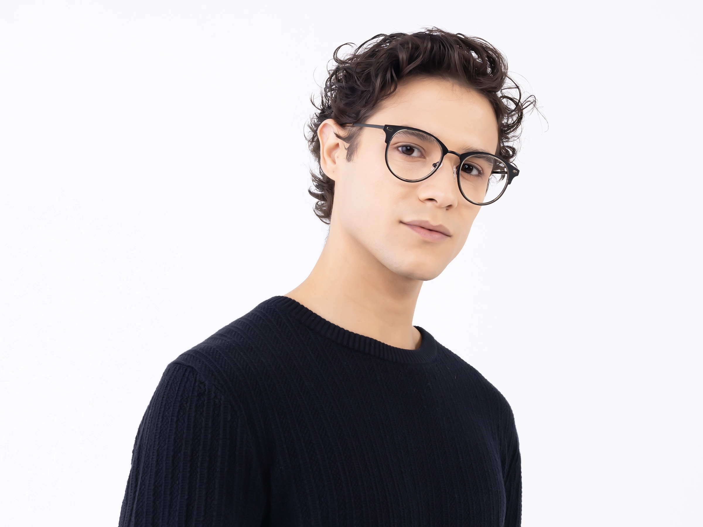Black & Champagne Gold Oval Glasses
