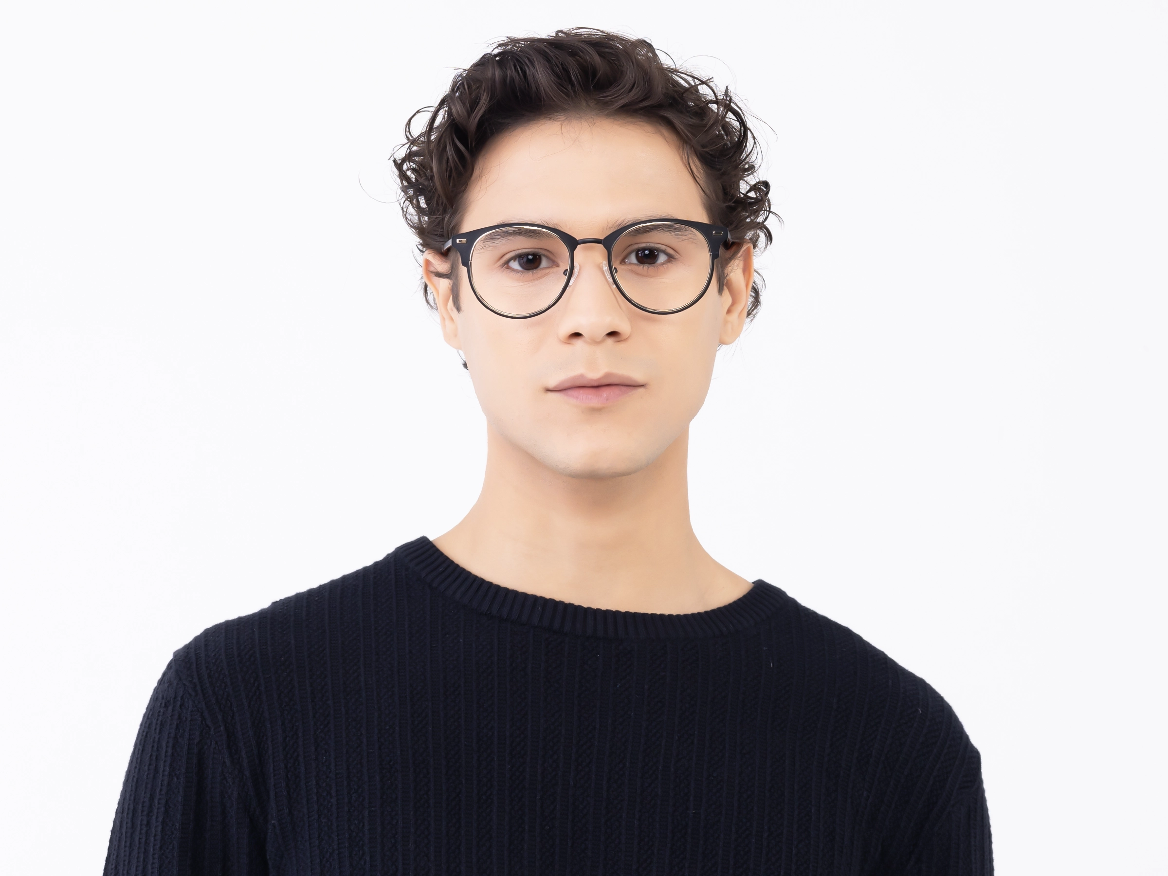 Black & Champagne Gold Oval Glasses