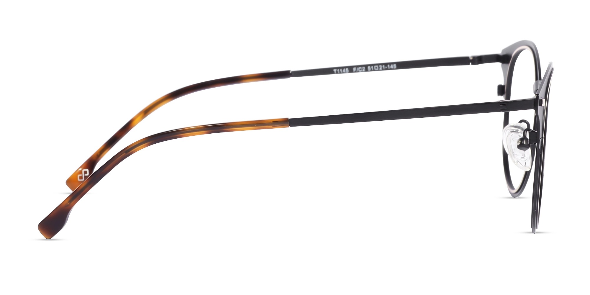 Black & Champagne Gold Oval Glasses-4