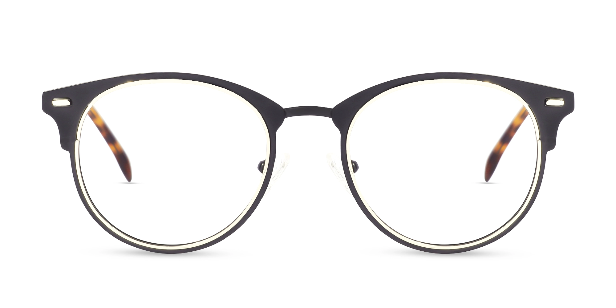 Black & Champagne Gold Oval Glasses-1