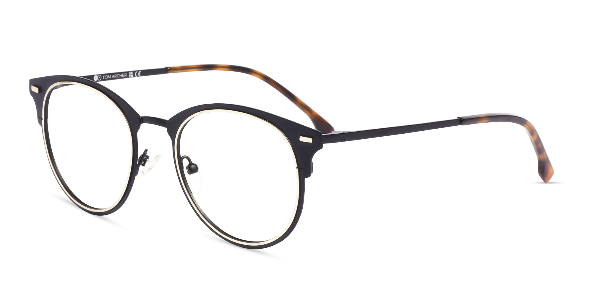 Black & Champagne Gold Oval Glasses-3 Black & Champagne Gold Oval Glasses-3