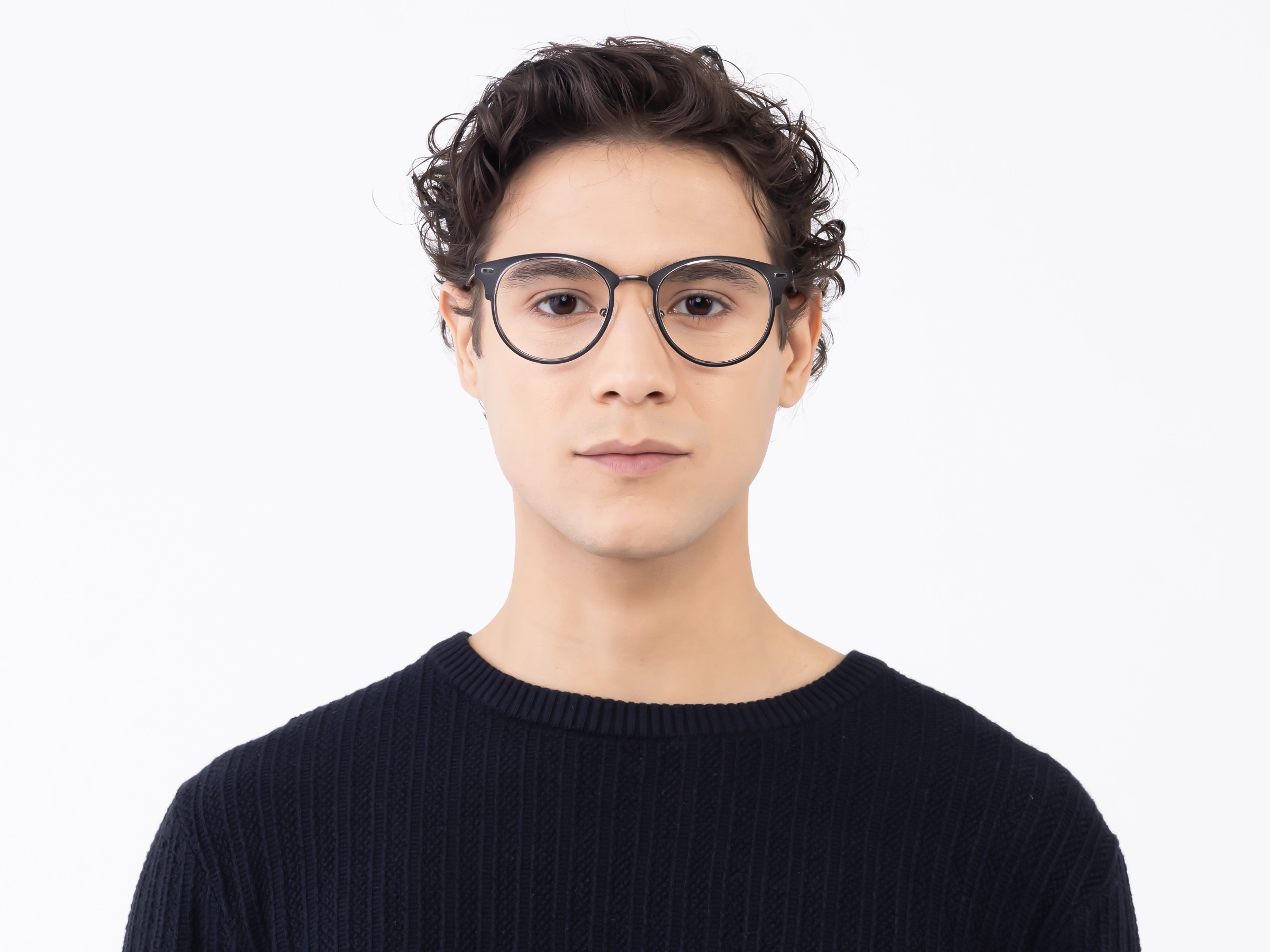 Matte Gunmetal & Silver Oval Glasses