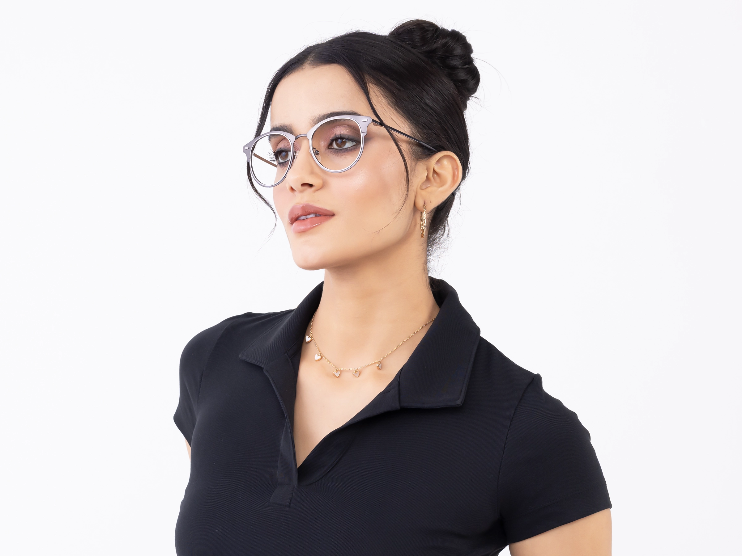 Matte Gunmetal & Silver Oval Glasses