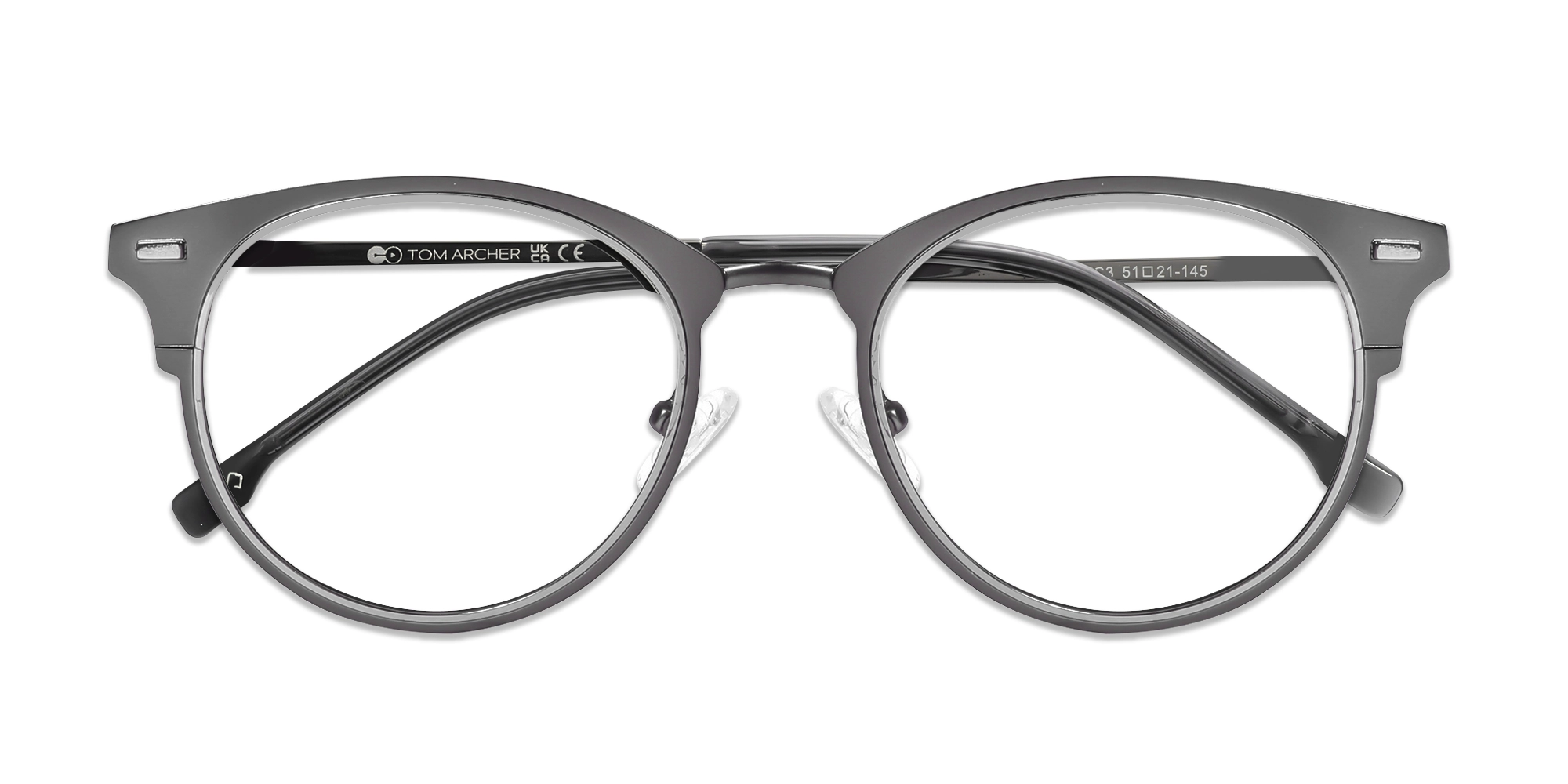 Matte Gunmetal & Silver Oval Glasses-6