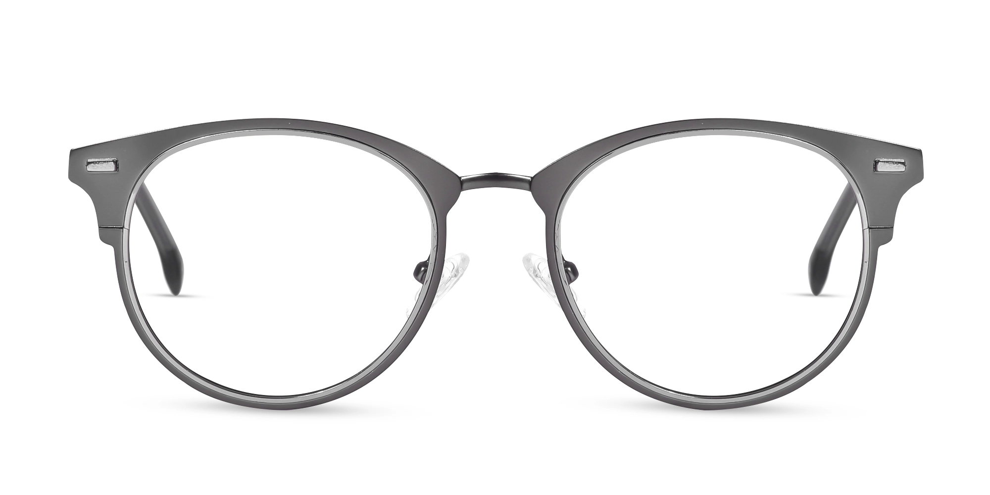 Matte Gunmetal & Silver Oval Glasses-1