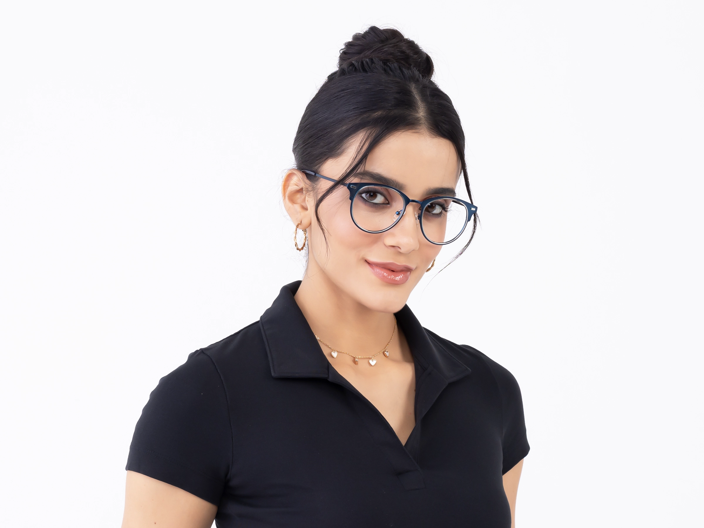 Matte Royal Blue & Silver Oval Glasses