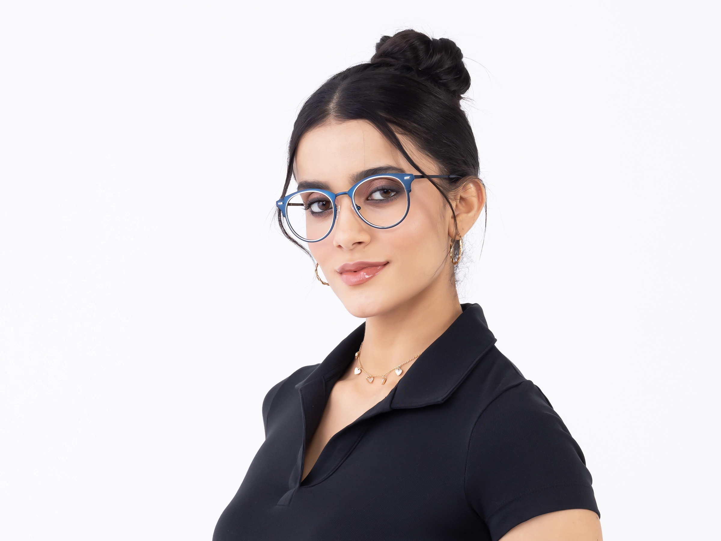 Matte Royal Blue & Silver Oval Glasses