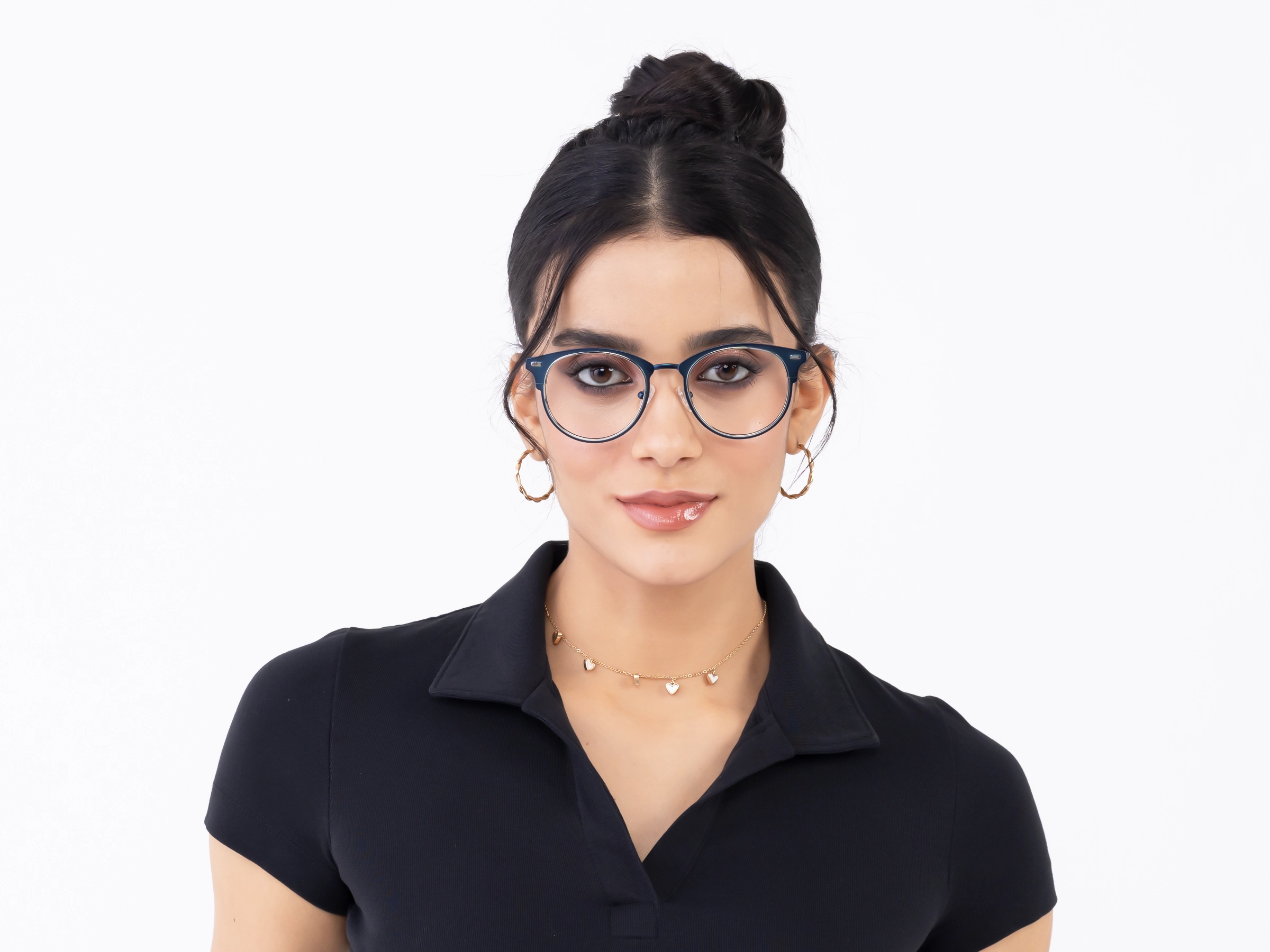 Matte Royal Blue & Silver Oval Glasses