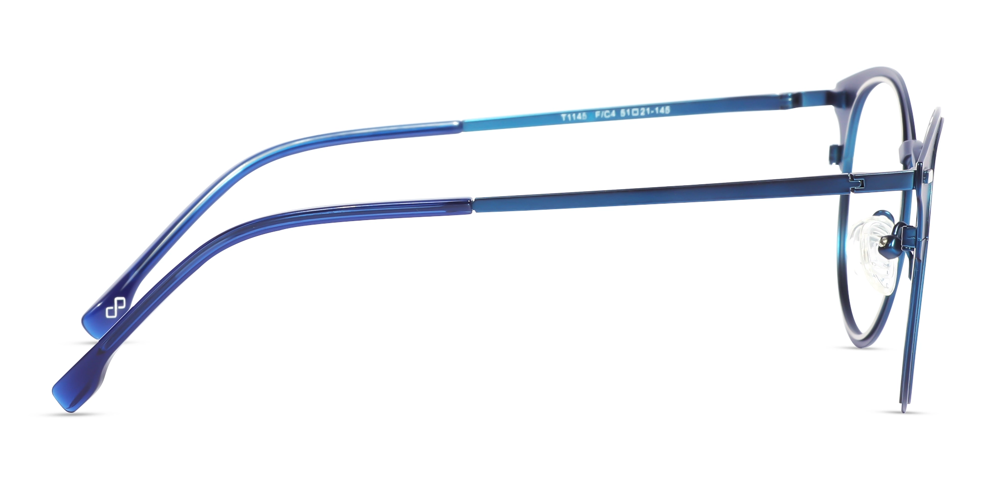 Matte Royal Blue & Silver Oval Glasses-4