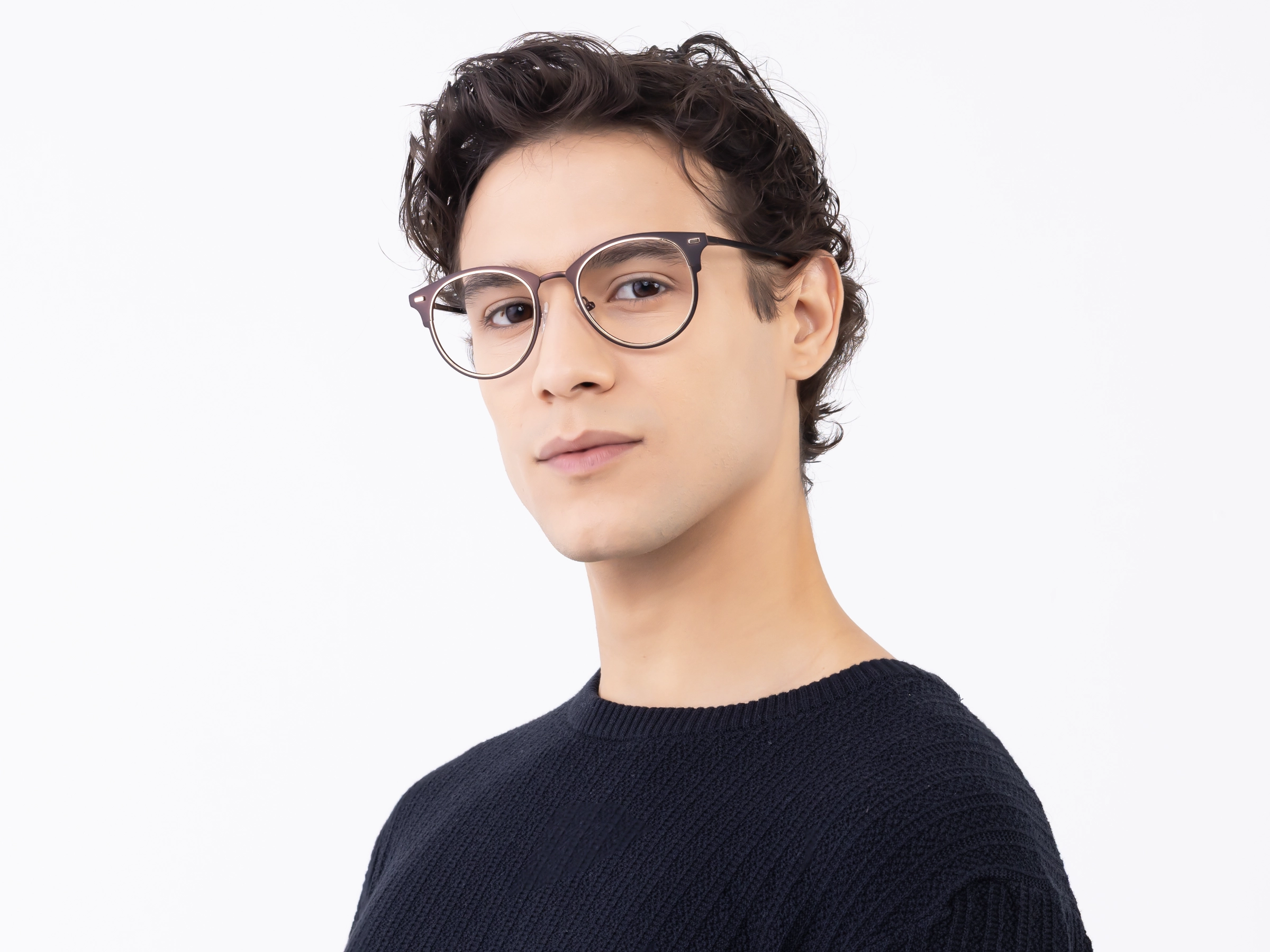 Matte Copper Brown & Gold Oval Glasses