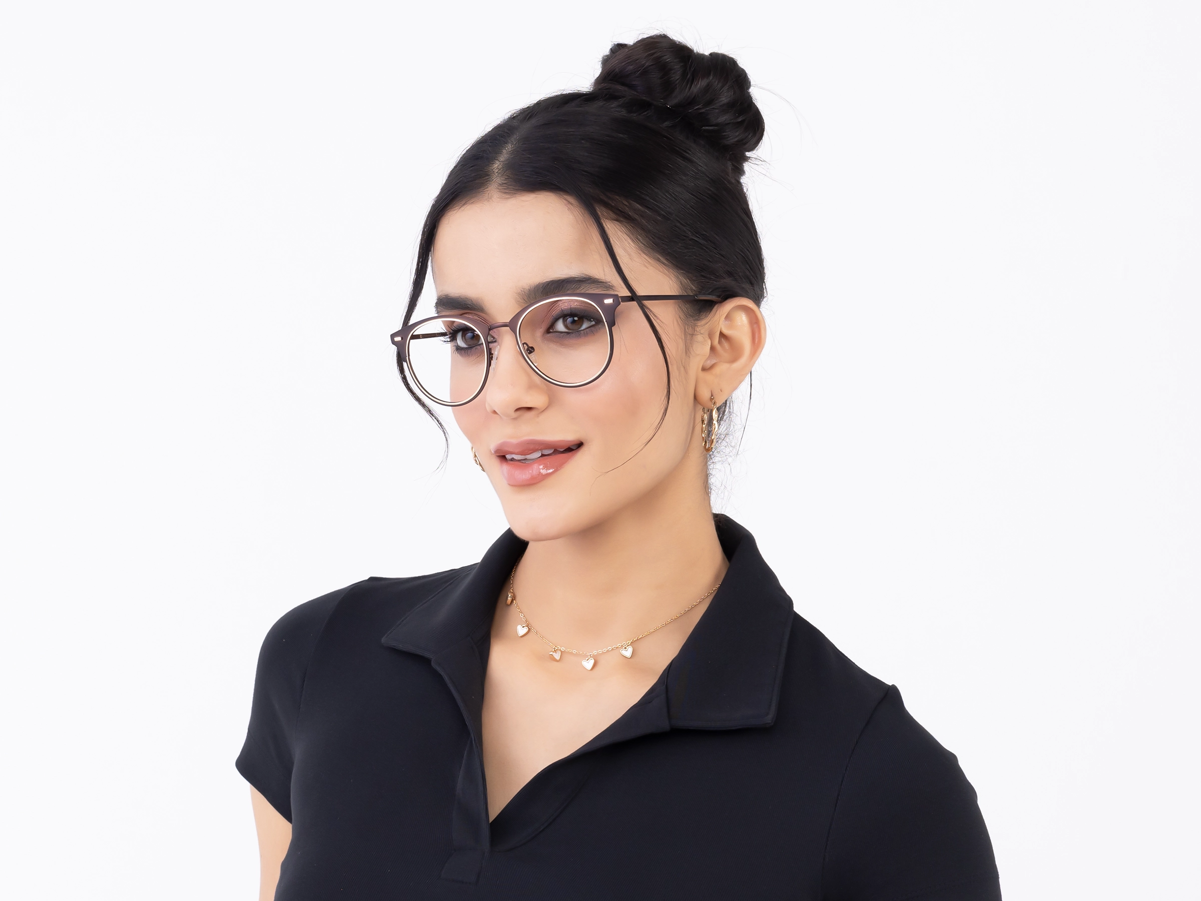 Matte Copper Brown & Gold Oval Glasses