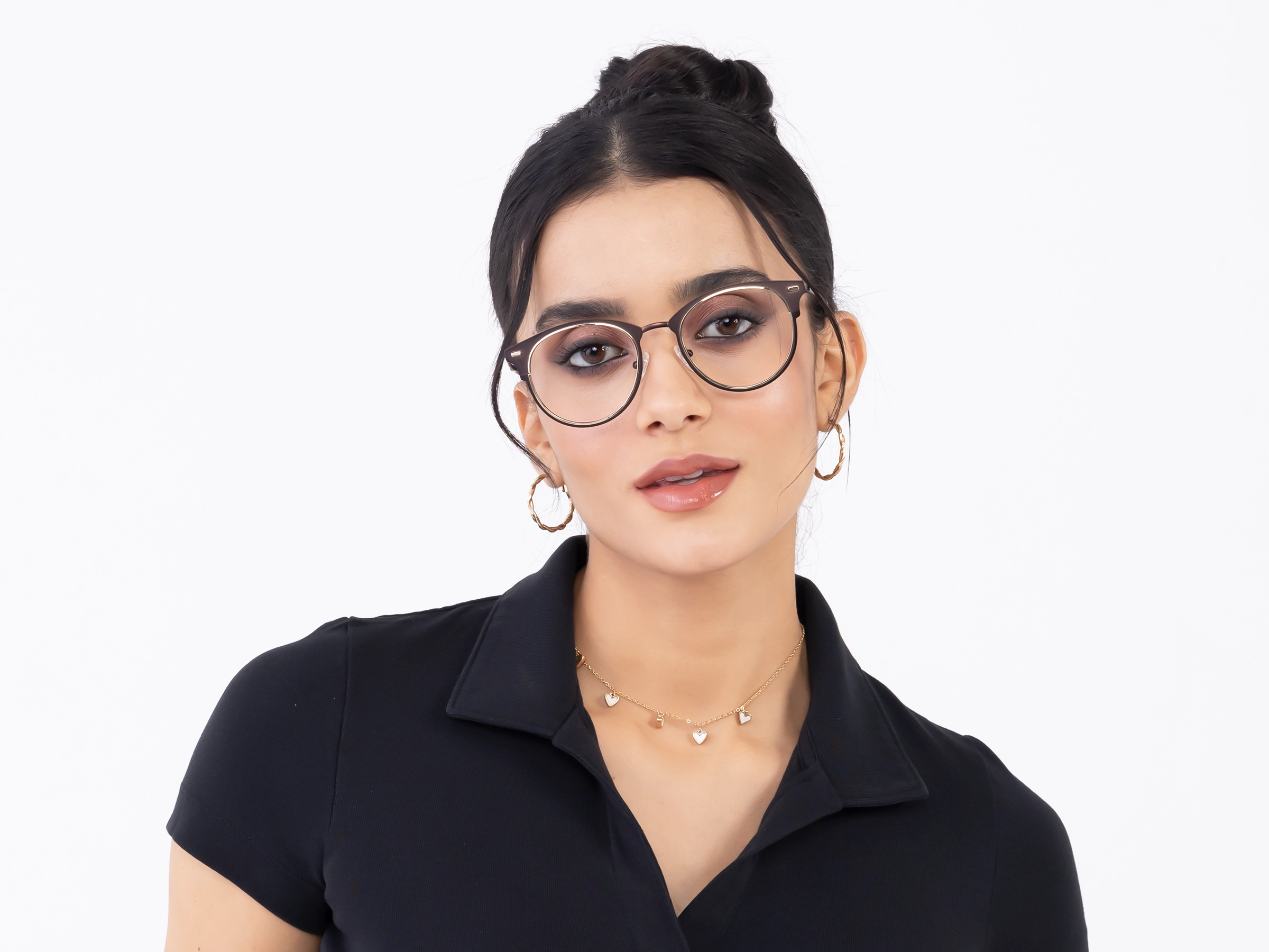 Matte Copper Brown & Gold Oval Glasses