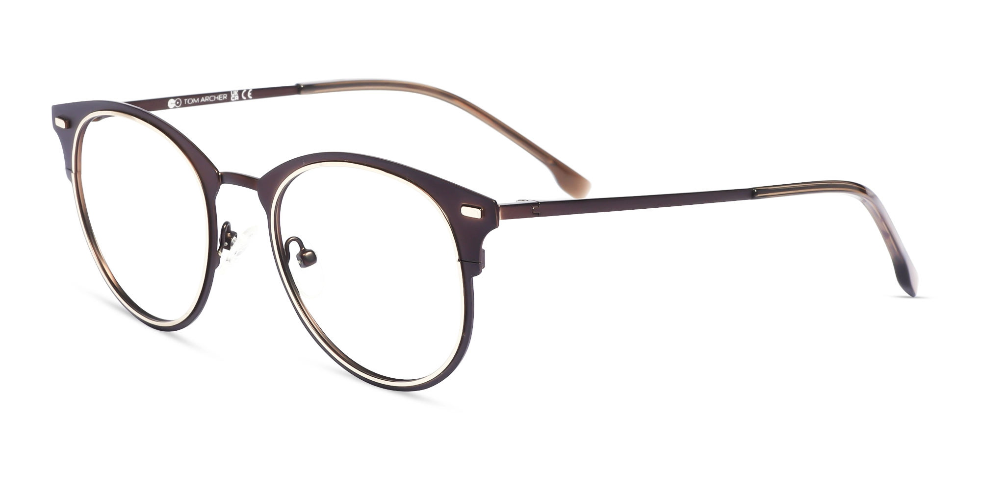 Matte Copper Brown & Gold Oval Glasses-3