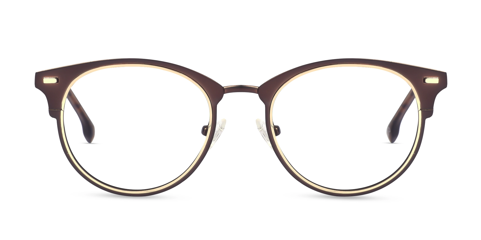 Matte Copper Brown & Gold Oval Glasses-1