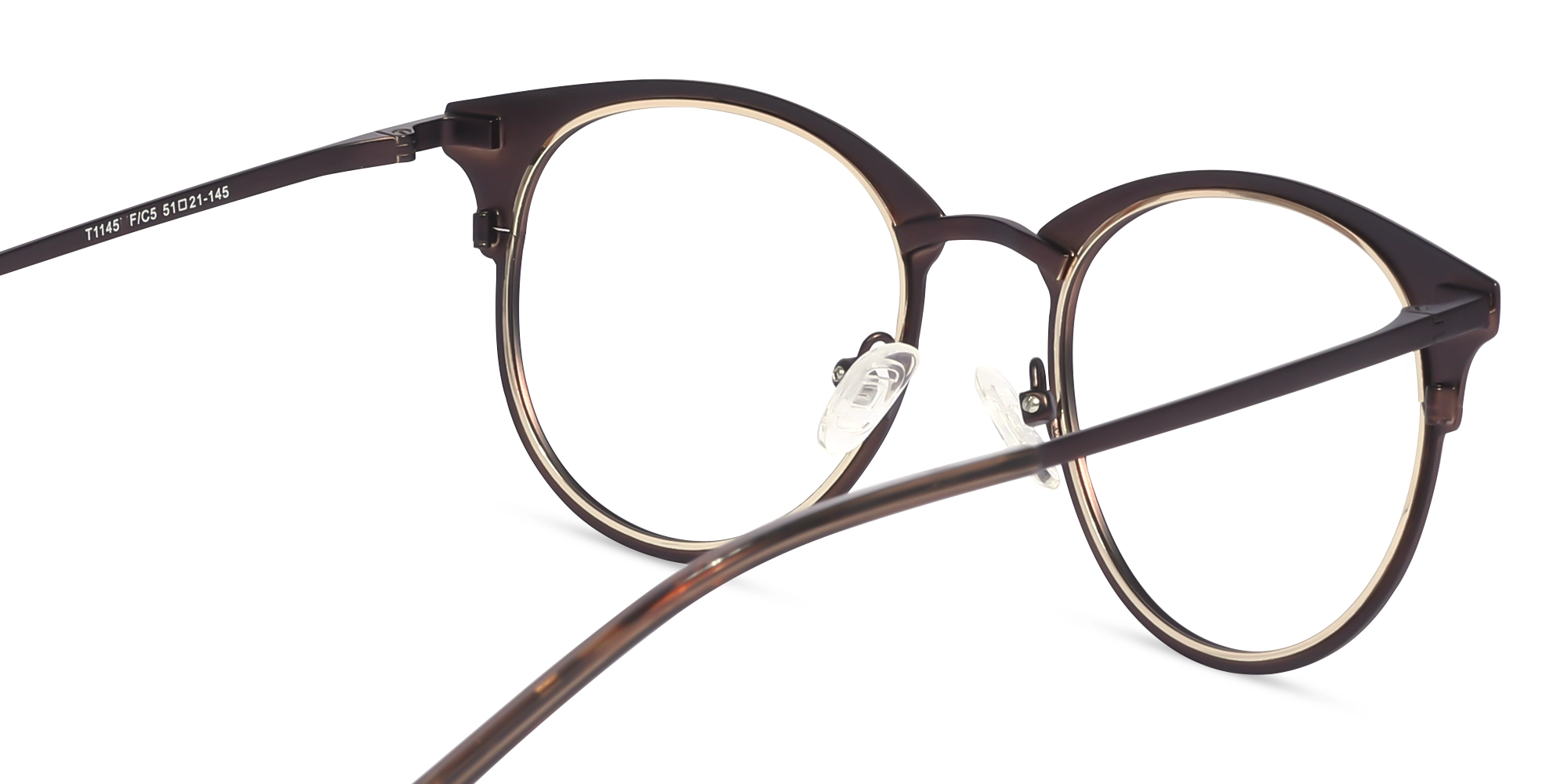 Matte Copper Brown & Gold Oval Glasses-5