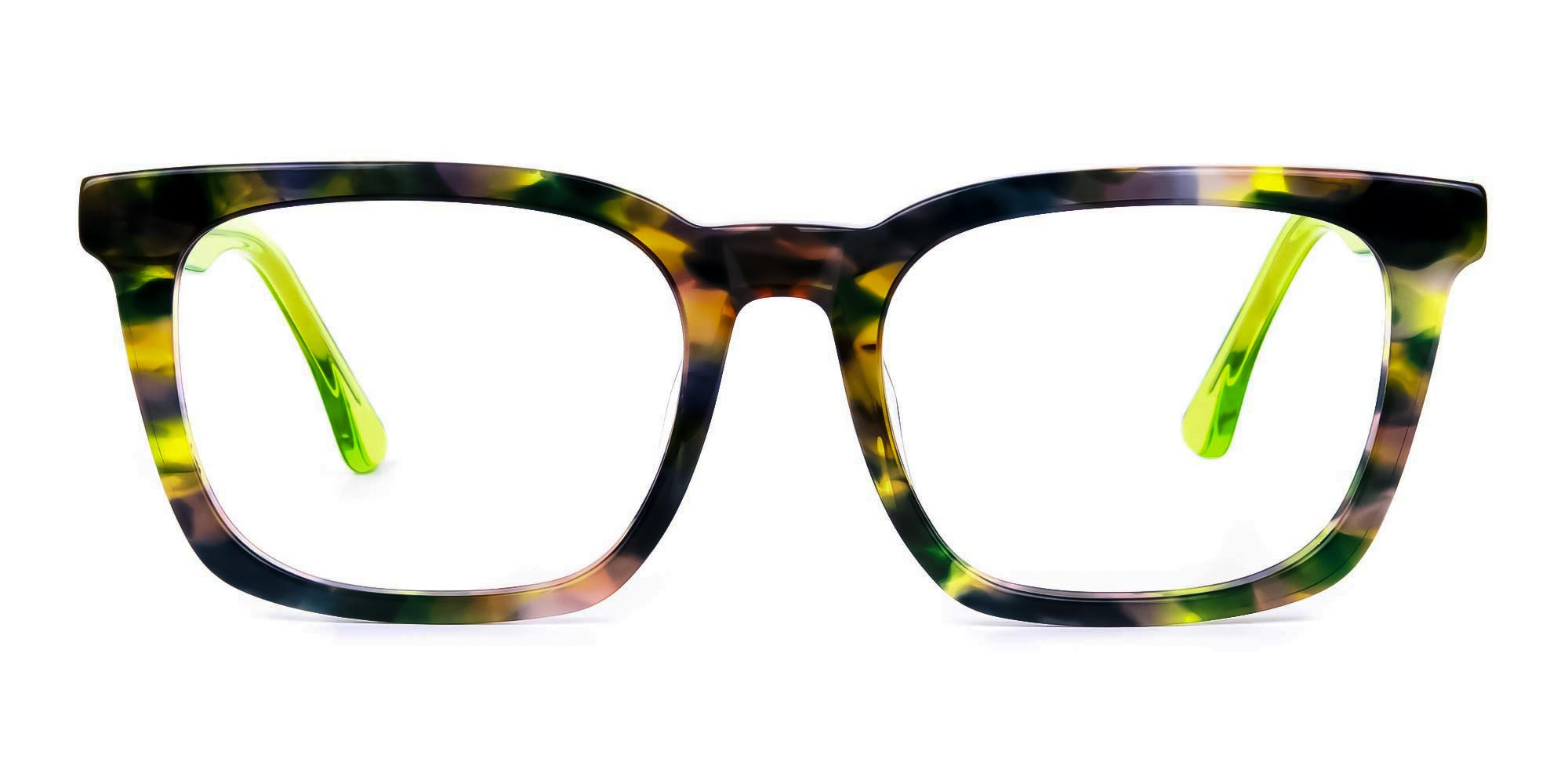 A28025F/2 - Full Rim Green Tortoise Square Glasses Frames