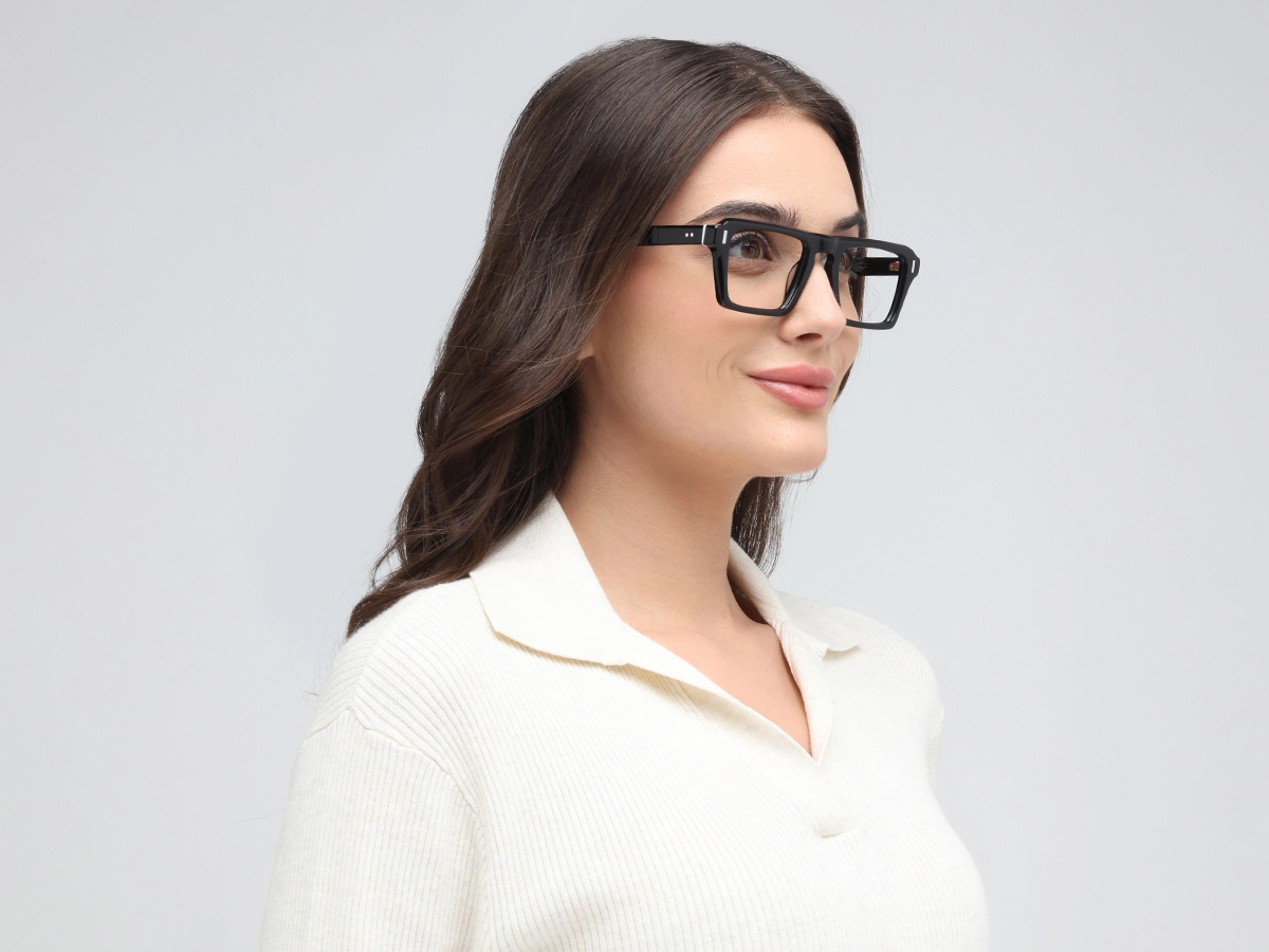 Black Rectangular Keyhole Glasses-53