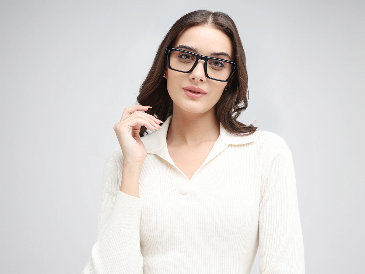 Black Rectangular Keyhole Glasses-51