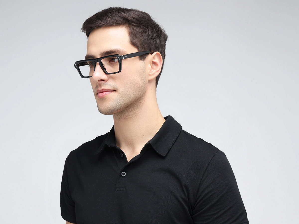 Black Rectangular Keyhole Glasses-43