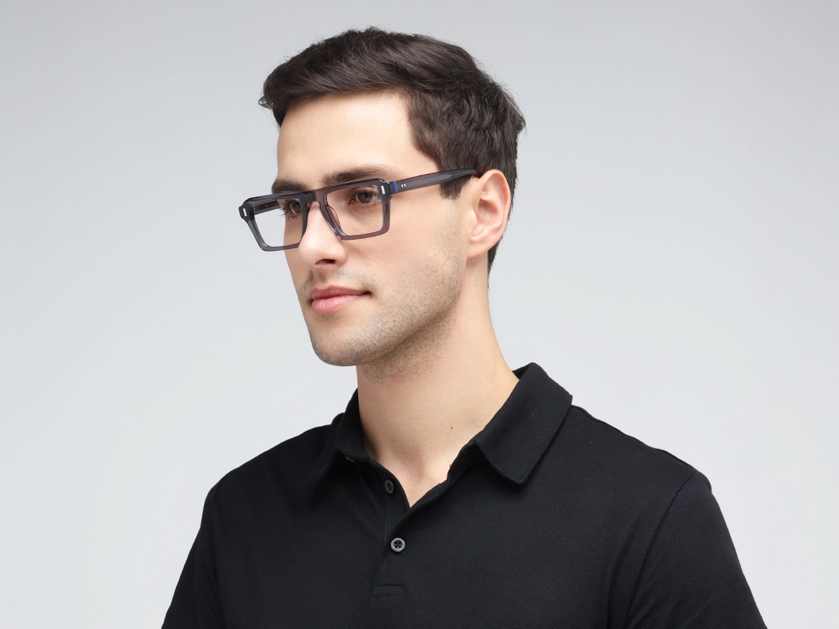 Crystal Grey Rectangle Keyhole Glasses-43