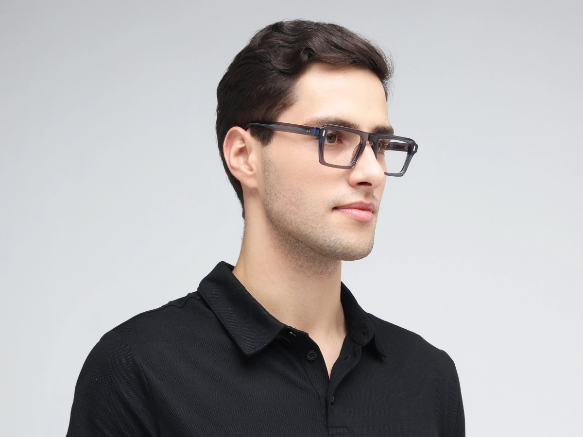 Crystal Grey Rectangle Keyhole Glasses-42