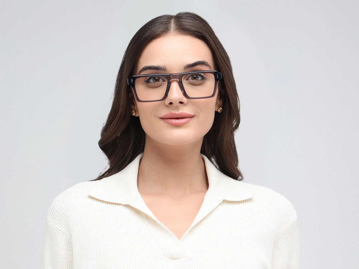 Crystal Grey Rectangle Keyhole Glasses-51