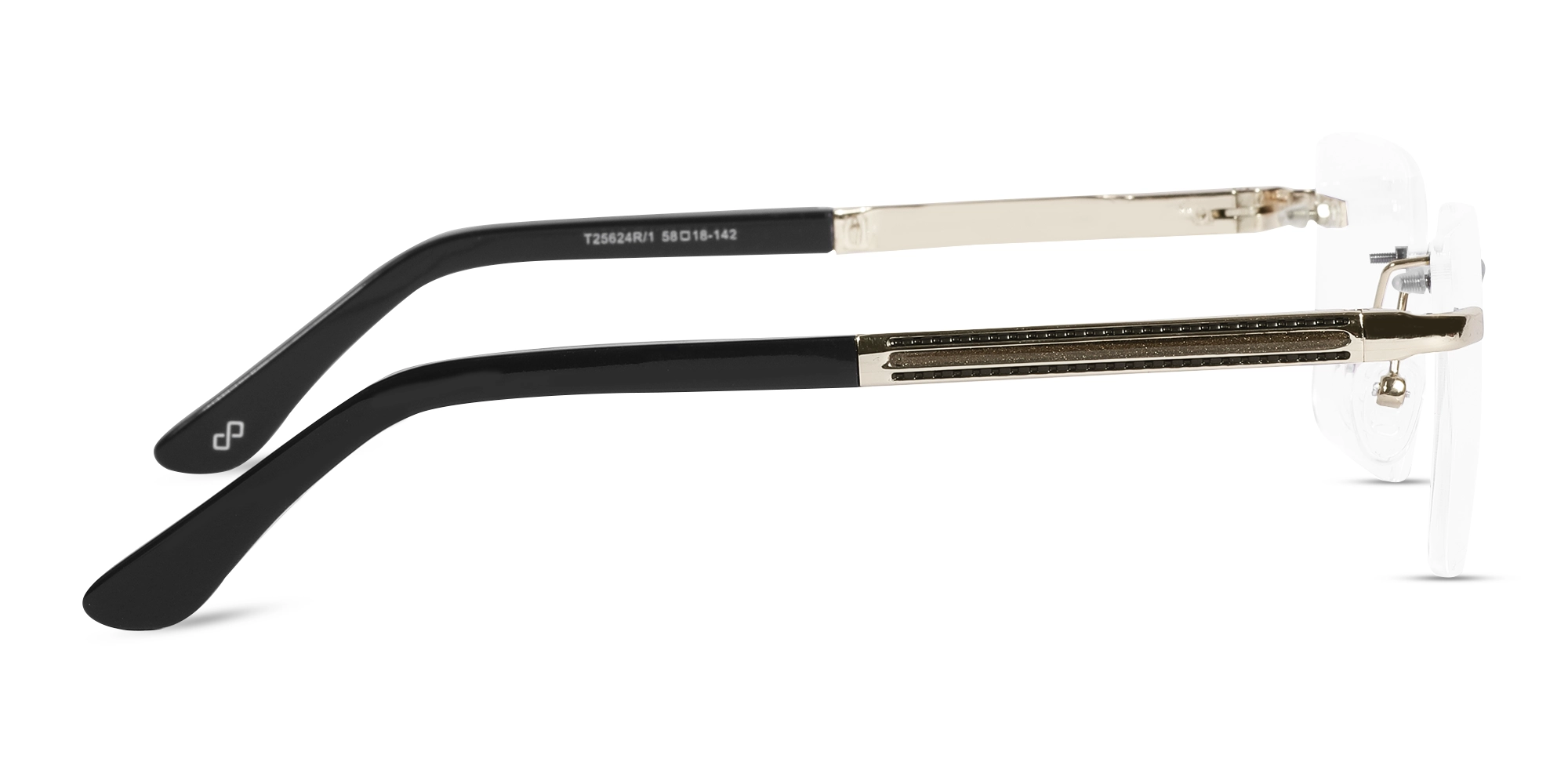 Champagne Gold Metal Rimless Geometric Square Glasses-4