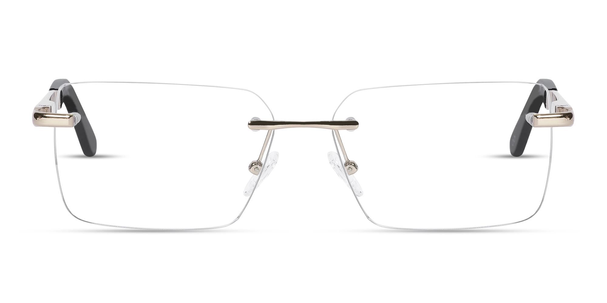 Champagne Gold Metal Rimless Geometric Square Glasses-1