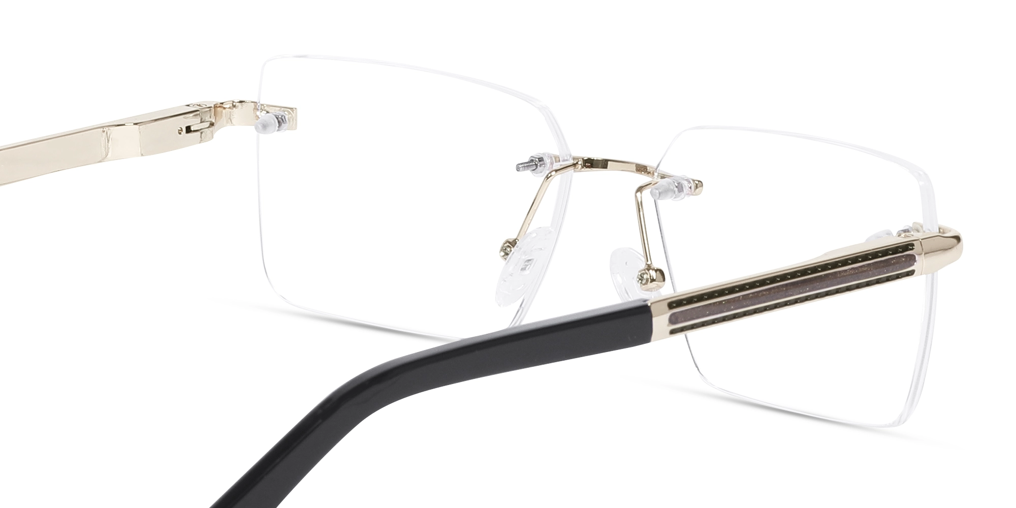 Champagne Gold Metal Rimless Geometric Square Glasses-5