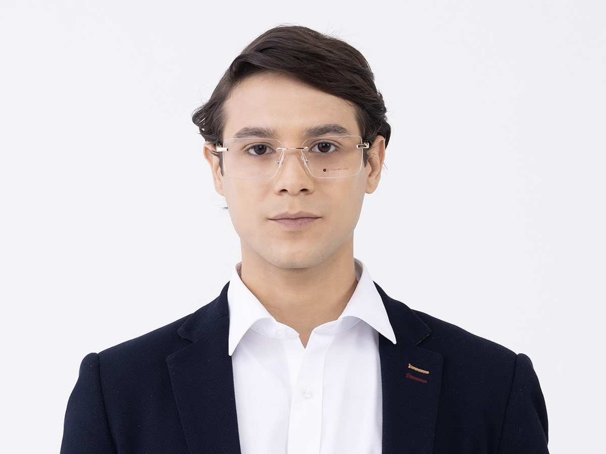 Champagne Gold Metal Rimless Geometric Square Glasses 41