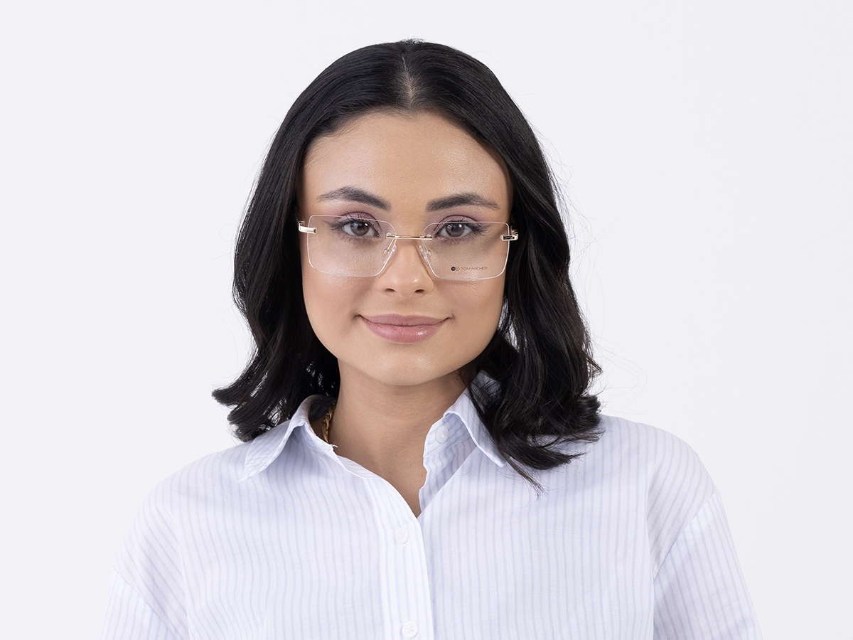 Champagne Gold Metal Rimless Geometric Square Glasses 51