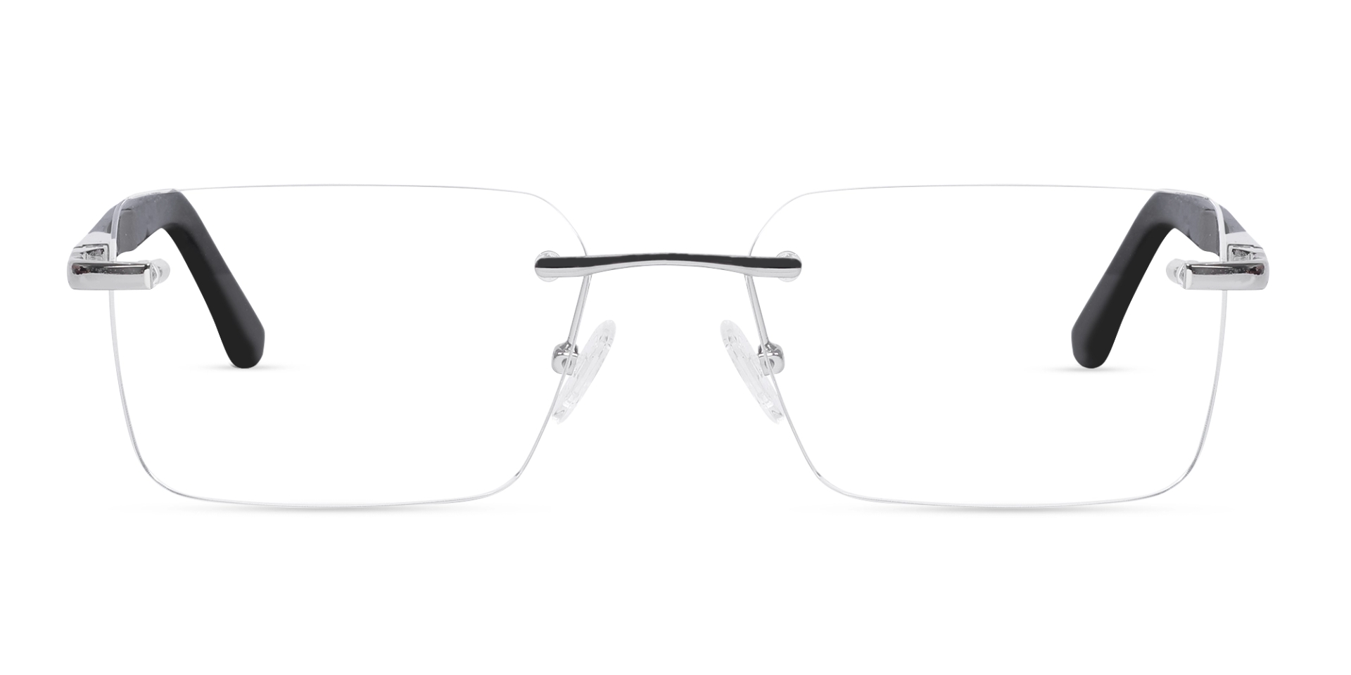 Silver Metal Rimless Geometric Square Glasses-1